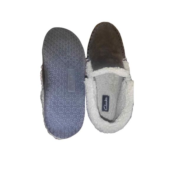 Clarks Brown Leather Fur Detailed slip on Mens 10 - Picture 4 of 4